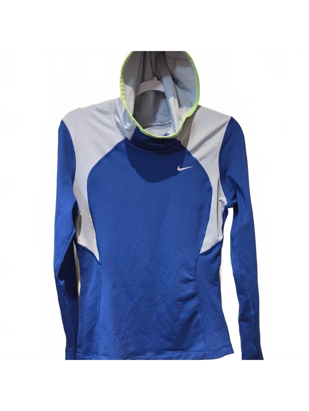 Nike Dri Fit Hooded Women’s Medium Fitted Thumb Holes Blue Gray